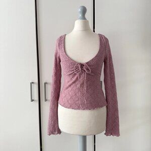 Kimchi Blue Quinn Lace long Sleeve Top Size S Rose